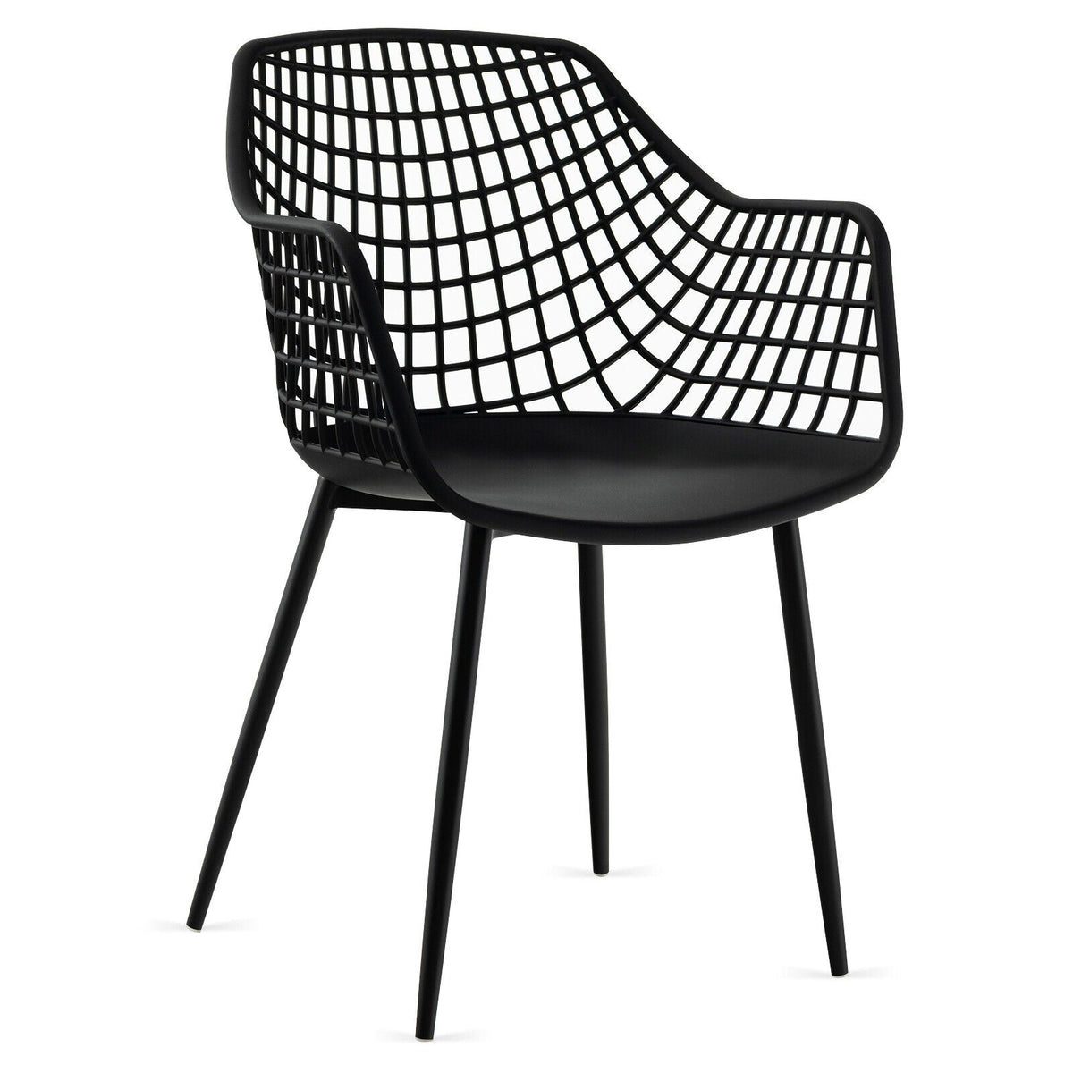 Set of 4 Heavy Duty Modern Dining Chair with Airy Hollow Backrest
