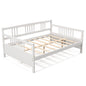Classic Wooden Full Size Daybed Frame with Guardrails