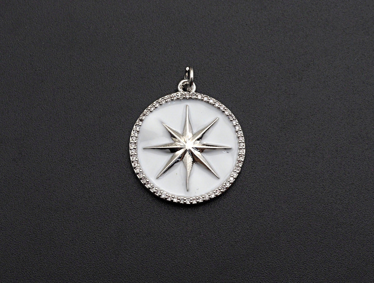 Enamel  North Star Coin Pendant, SKU#F1055