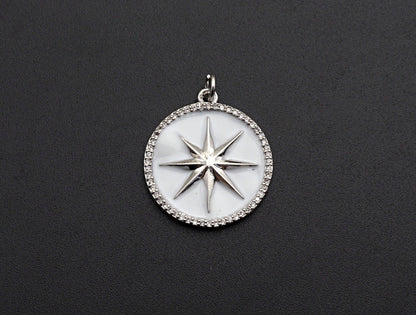 Enamel  North Star Coin Pendant, SKU#F1055