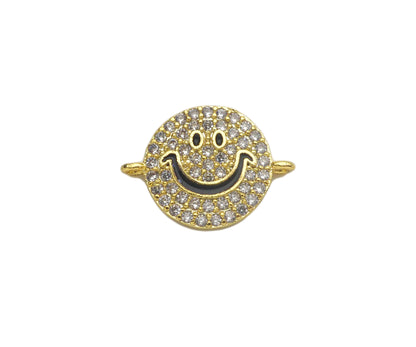CZ Clear Micro Pave Cute Smiley Face Connector, CZ Pave Find