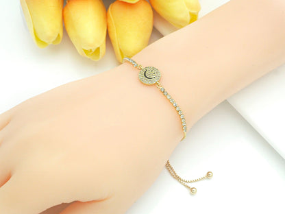 CZ Clear Micro Pave Cute Smiley Face Connector, CZ Pave Find