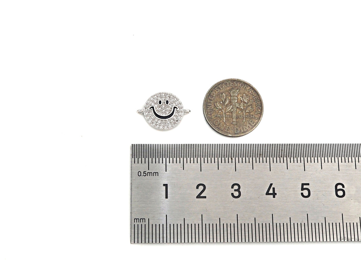 CZ Clear Micro Pave Cute Smiley Face Connector, CZ Pave Find