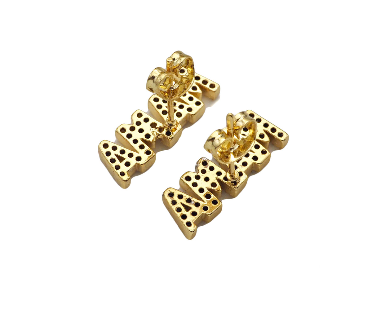 CZ MAMA Stud Earring, Sku#LD134