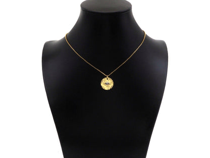 CZ Micro Pave Evil Eye On Round Coin Shape Pendant,Cubic Zir