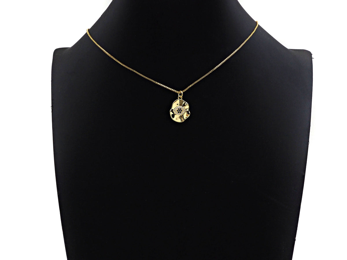 CZ Micro Pave Blue Evil Eye Charm, Sku#L370