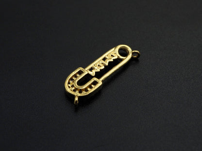 CZ Micro Pave Mama Safety Pin Pendant, Safety Pin Cubic Zirc