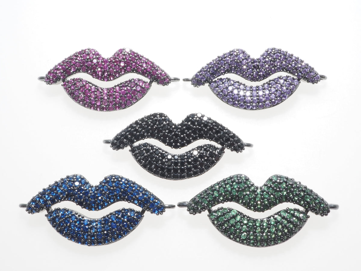 CZ Micro Pave Cobalt/Fuchsia/Violet Amethyst/Turquoise/Black Lip Connector, CZ Pave Connector Gumental, 13x30mm sku#BY032/E191