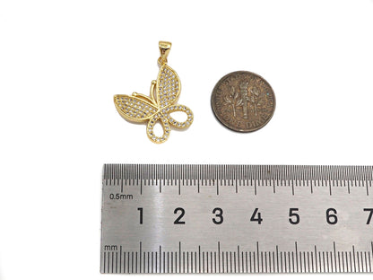 CZ Micro Pave Butterfly Shape Pendant/Charm,Cubic Zirconia Charm, Necklace Bracelet Butterfly Charm Pendant,19x21mm, Sku#LK197
