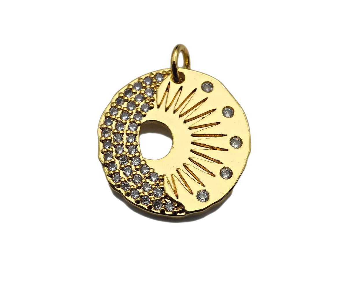CZ Micro Pave Radical Light Cresent Moon Charm, sku#L374
