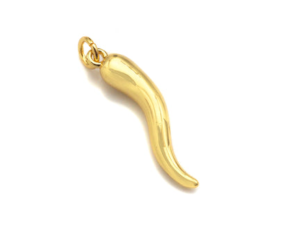 18k Shiny Gold/Silver Italian Horn Charms, Protection Horn Charms, Chilli Shape Pendant, Bracelet Necklace Charms, 5x26mm, sku#L457