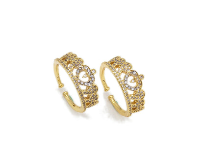 CZ Crown Shape Adjustable Ring, Sku#X237
