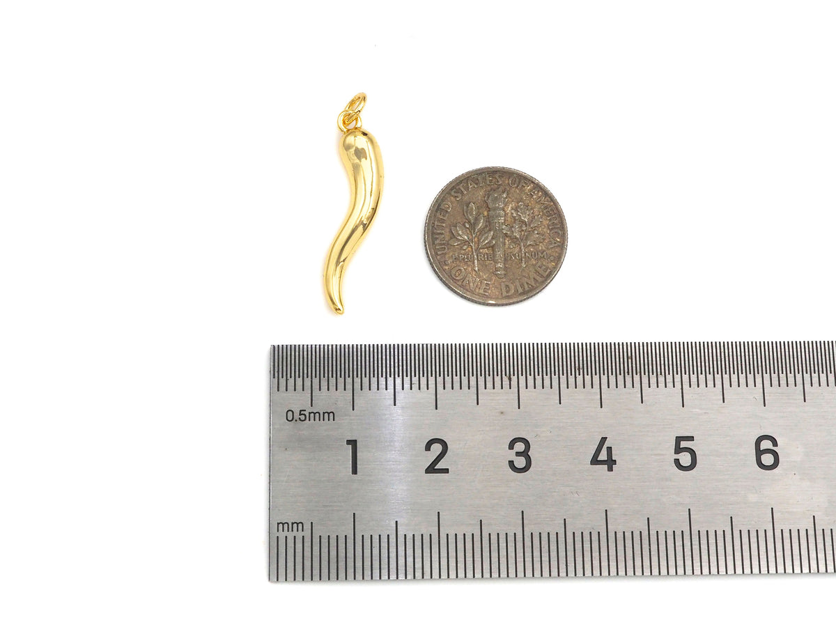 18k Shiny Gold/Silver Italian Horn Charms, Protection Horn Charms, Chilli Shape Pendant, Bracelet Necklace Charms, 5x26mm, sku#L457