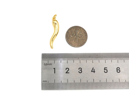18k Shiny Gold/Silver Italian Horn Charms, Protection Horn Charms, Chilli Shape Pendant, Bracelet Necklace Charms, 5x26mm, sku#L457