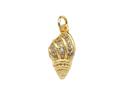CZ Micro Pave Sea Snail Shape Pendant/Charm, sea shell charm, Sku#L401