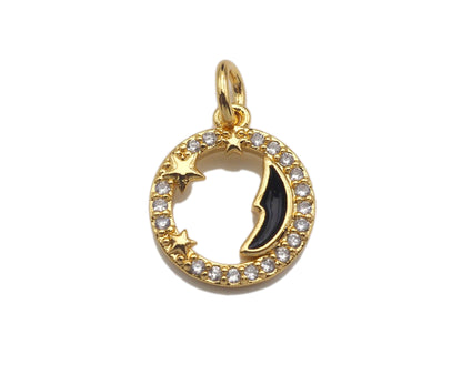 CZ Enamel Moon Coin charm, sku#L324