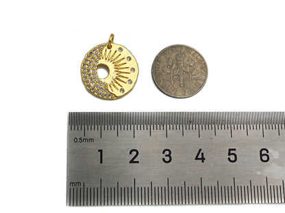 CZ Micro Pave Radical Light Cresent Moon Charm, sku#L374