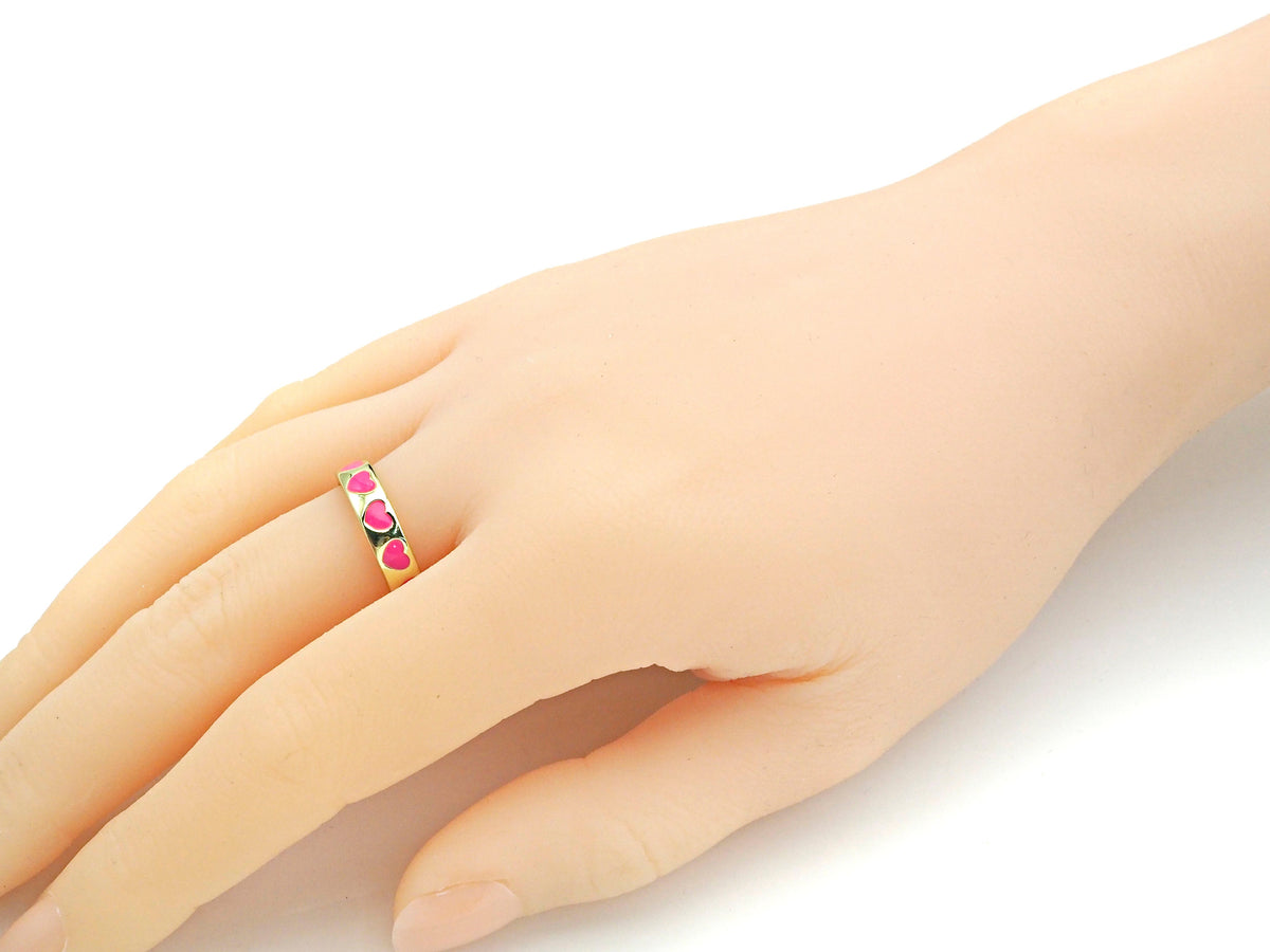 Colorful Enamel Heart Adjustable Ring, Sku#X205