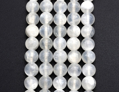 Natural Gypsum Selenite Beads, Round Smooth 6mm/8mm/10mm,SKU#U610