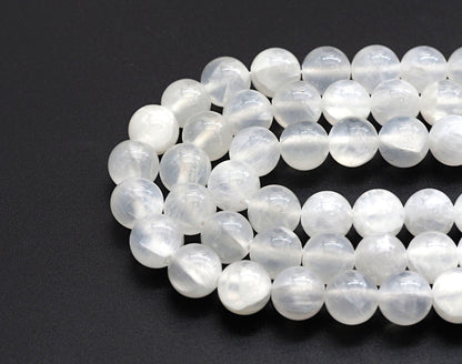 Natural Gypsum Selenite Beads, Round Smooth 6mm/8mm/10mm,SKU#U610