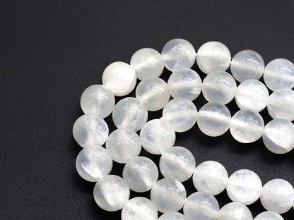 Natural Gypsum Selenite Beads, Round Smooth 6mm/8mm/10mm,SKU#U610