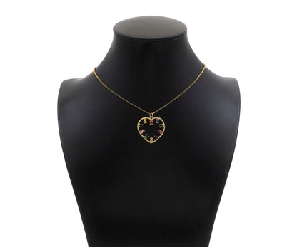 Gold Filled Colorful Baguette CZ Micro Pave Heart Shape Pendant, 14K Gold Filled Heart Charm, Necklace Bracelet Pendant,26x25mm,Sku#CP22