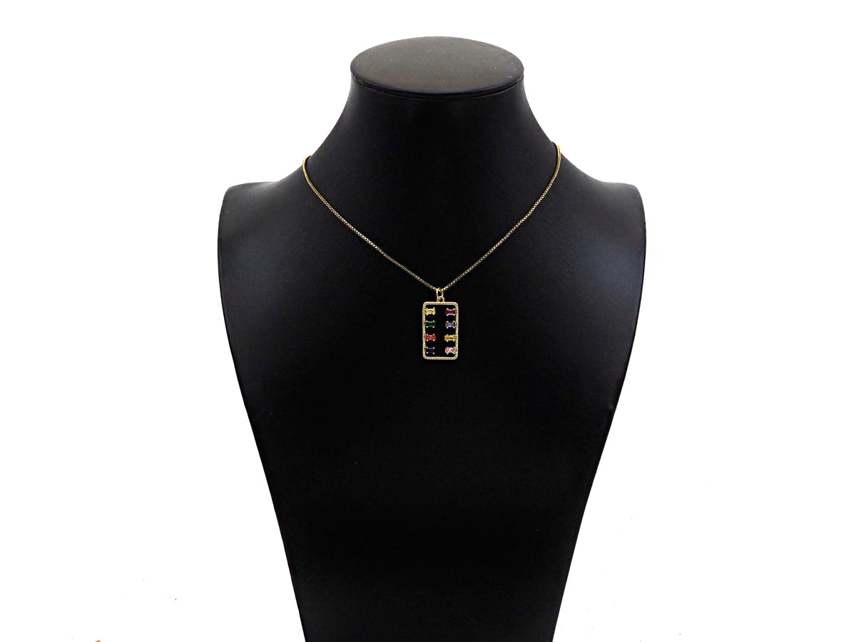 Gold Filled Colorful Baguette CZ Micro Pave Rectangle Shape Pendant, 14K Gold Filled Charm, Necklace Bracelet Charm Pendant,14x25mm,Sku#CP24