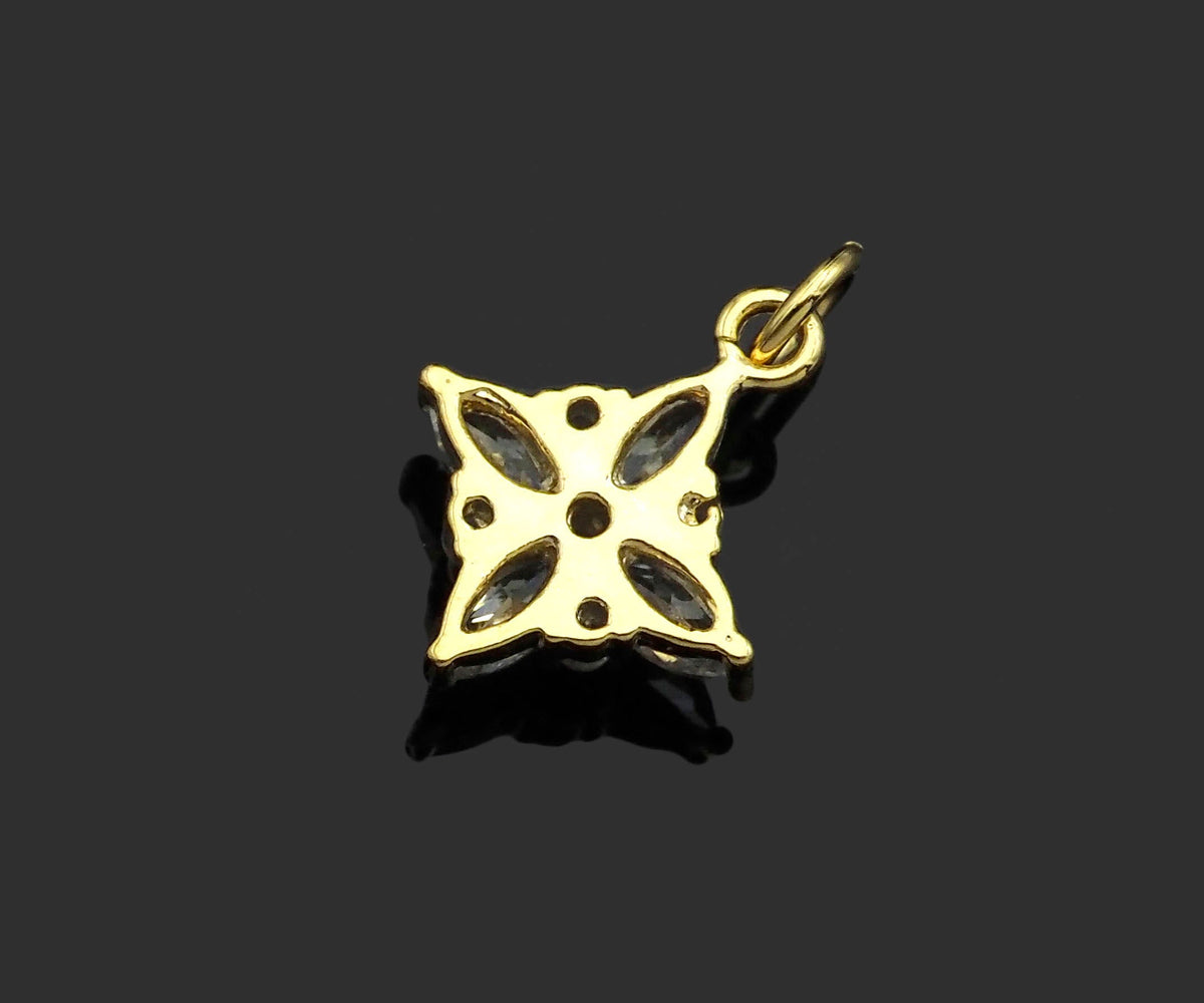 Gold Filled Big Clear CZ Micro Pave Flower Shape Pendant, 14K Gold Filled Charm, Necklace Bracelet Charm Pendant,12x15mm,Sku#CP27