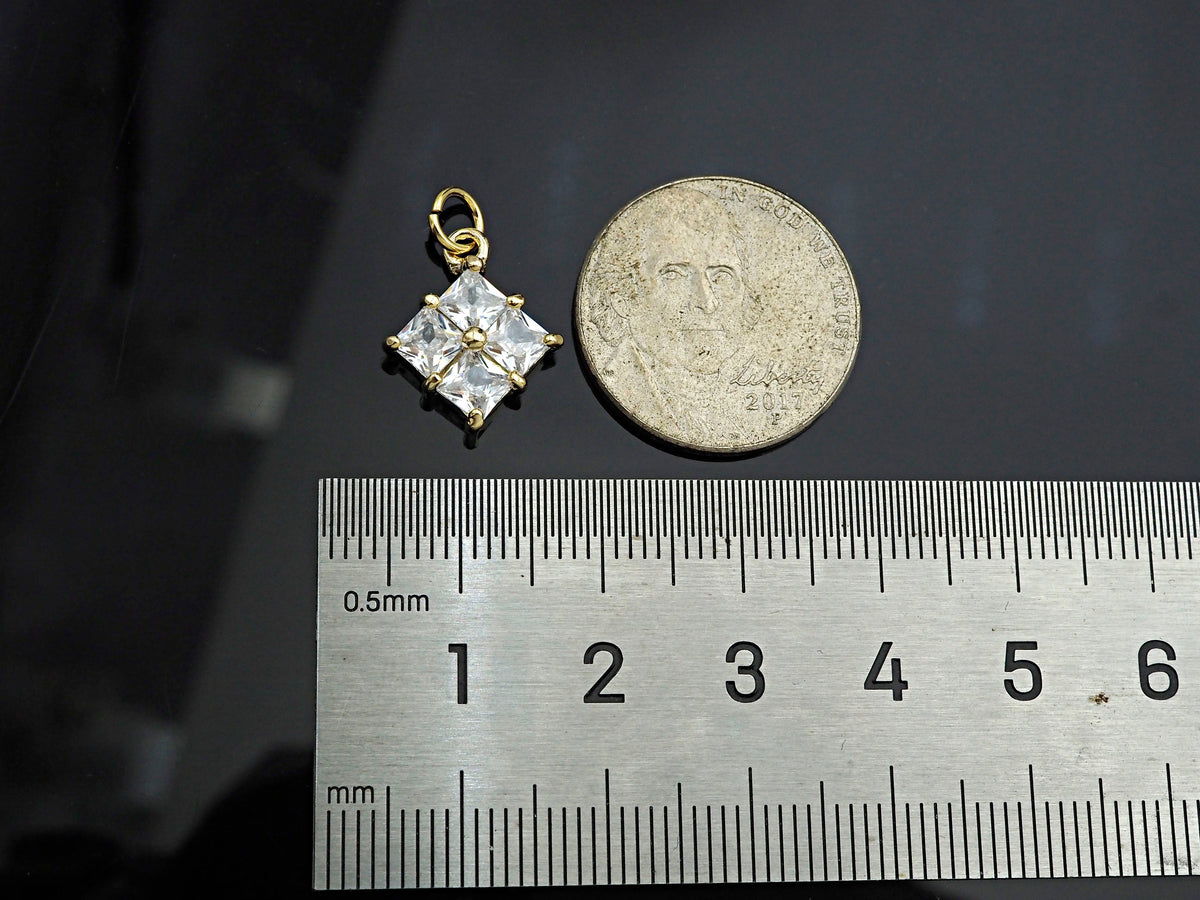 Gold Filled Big Clear CZ Micro Pave Flower Shape Pendant,14K Gold Filled Charm, Necklace Bracelet Charm Pendant,13x16mm,Sku#CP28