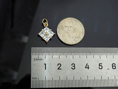 Gold Filled Big Clear CZ Micro Pave Flower Shape Pendant,14K Gold Filled Charm, Necklace Bracelet Charm Pendant,13x16mm,Sku#CP28