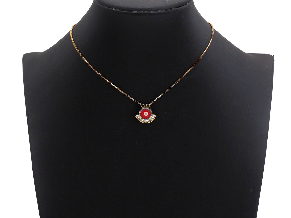 CZ Pave Enamel Evil Eye Pendant/Charm, Black/Blue/Red Evil eye,SKU#Z737C
