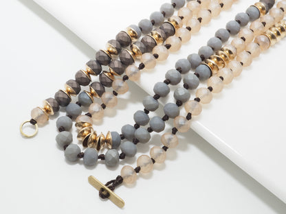36 Long Hand Knotted Multi Color Crystal Necklace, sku #D30C