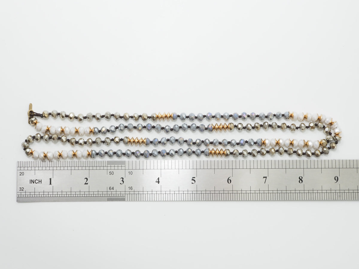 36 Long Hand Knotted Multi Color Crystal Necklace, sku #D30C