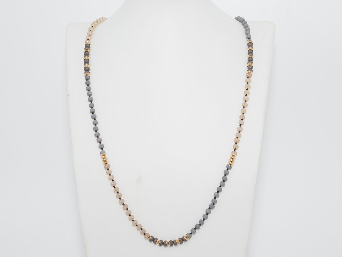 36 Long Hand Knotted Multi Color Crystal Necklace, sku #D30C