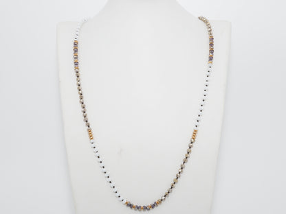 36 Long Hand Knotted Multi Color Crystal Necklace, sku #D30C