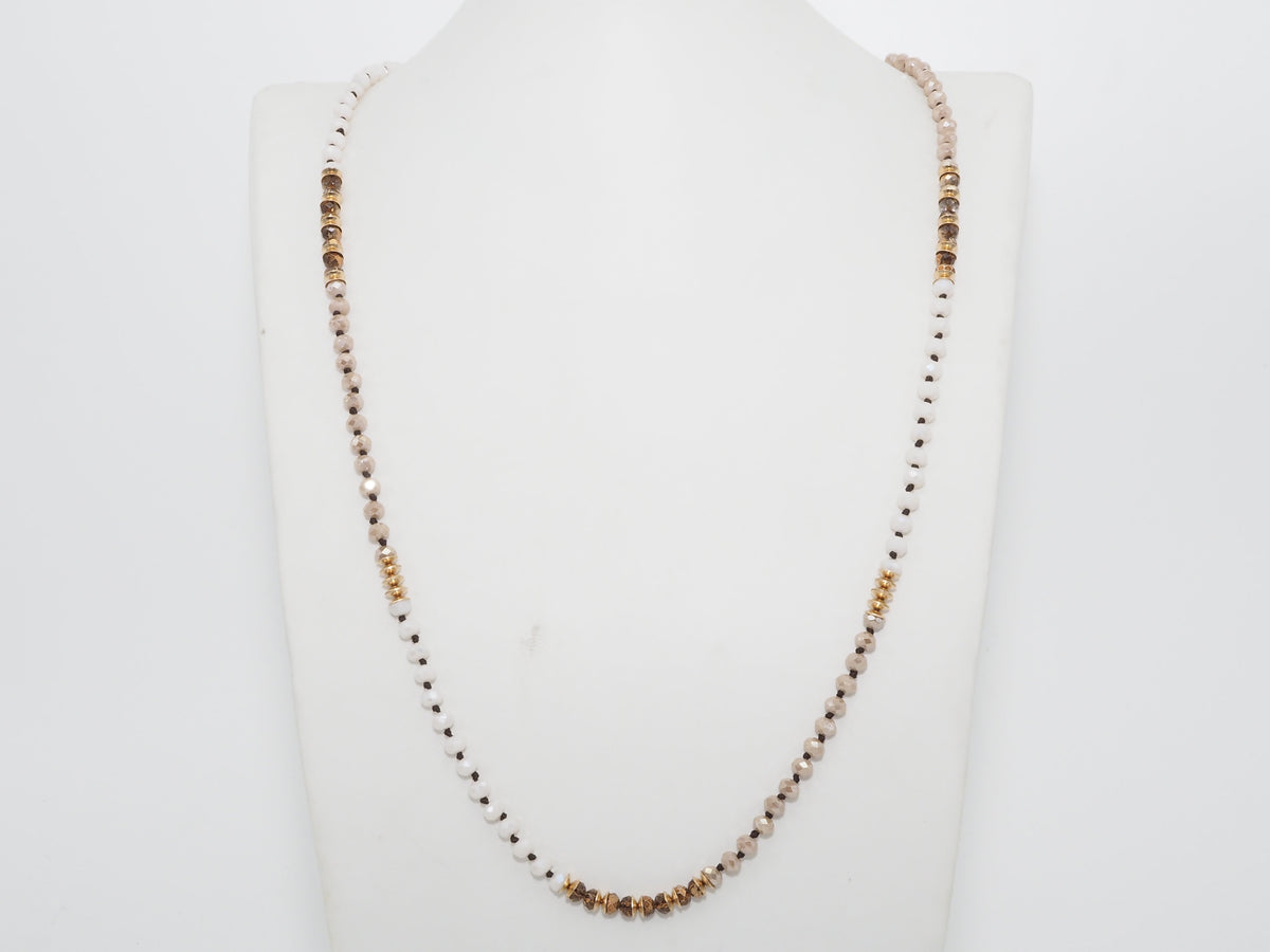 36 Long Hand Knotted Multi Color Crystal Necklace, sku #D30C