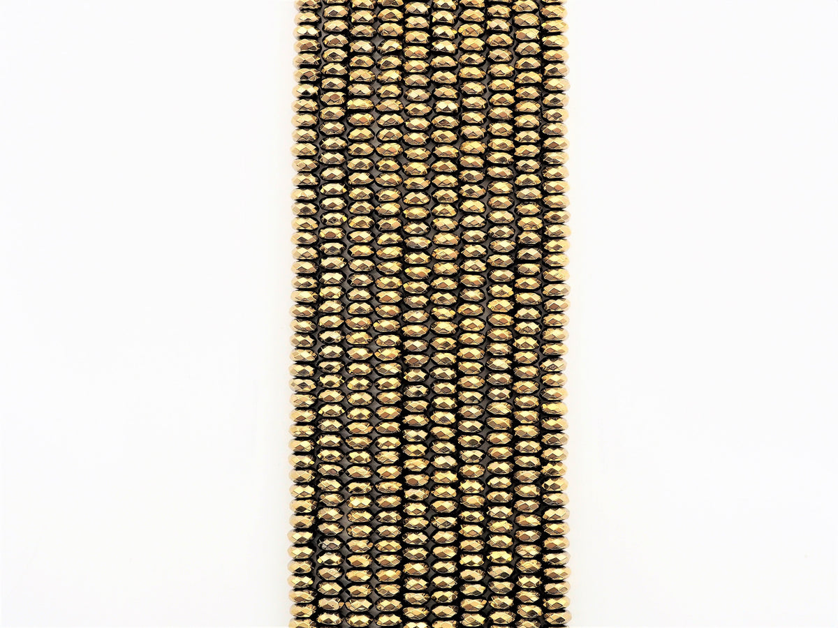 Quality Natural Pyrite Color Hematite,Rondelle Faceted Beads, sku#S95