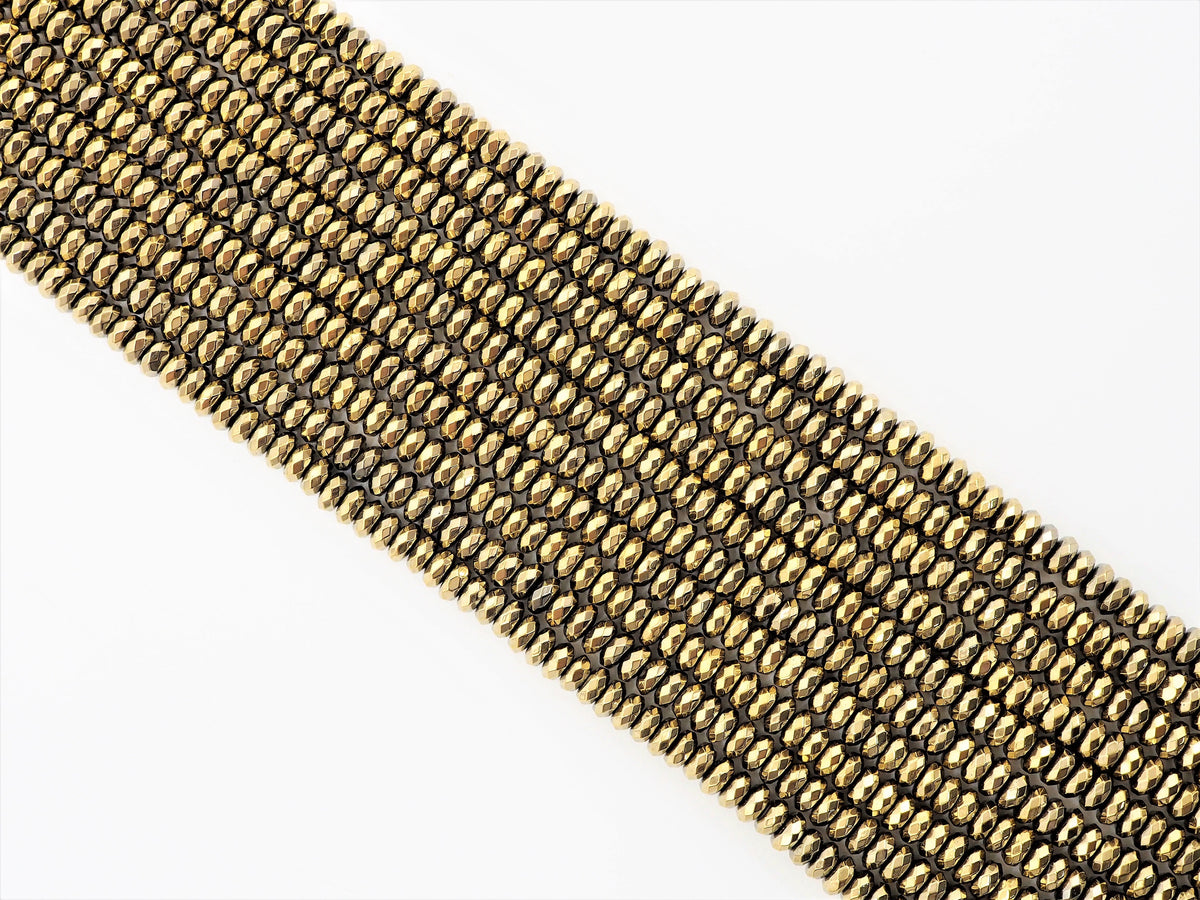 Quality Natural Pyrite Color Hematite,Rondelle Faceted Beads, sku#S95