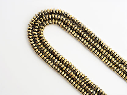 Quality Natural Pyrite Color Hematite,Rondelle Faceted Beads, sku#S95
