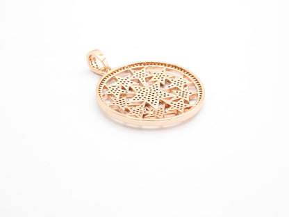 30mm Large CZ Micro Pave Hollow out Star Disc Pendant, Cubic Zirconia Filigree Rose Gold/Gold/Silver/Black Focal Pendant, 33x37mm, F547