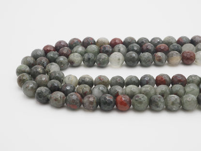 Natural Faceted Round Blood Stone beads