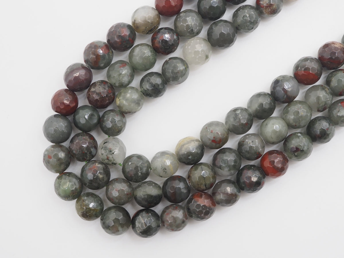 Natural Faceted Round Blood Stone beads