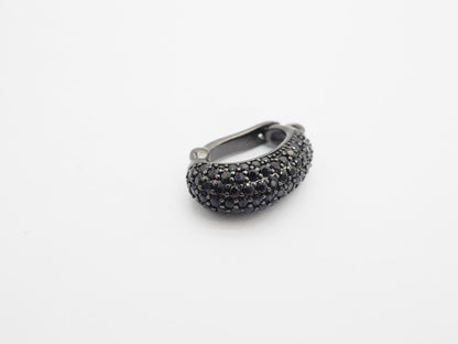 Black CZ Pave On Black Micro Pave Rhodium Plated Pendant Enhancer Bail with Latch-Back Closure, Pendant Enhancer,6x20x13mm, sku#C87