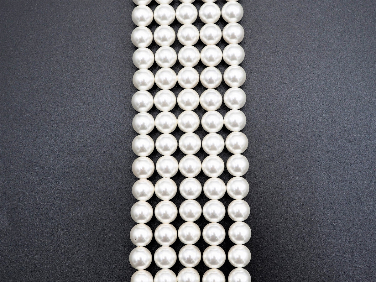 High Quality White Mother of Pearl Round Smooth Beads, Sku#U316