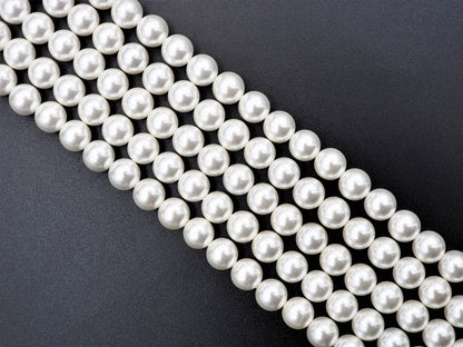 High Quality White Mother of Pearl Round Smooth Beads, Sku#U316