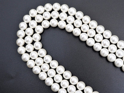 High Quality White Mother of Pearl Round Smooth Beads, Sku#U316