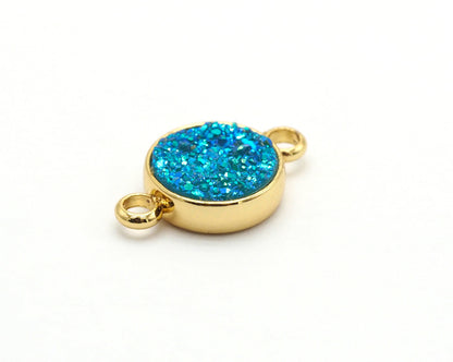 Gold/Silver Mystic Drusy Round Connector, sku#V24C