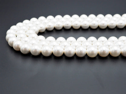 High Quality White Mother of Pearl Round Smooth Beads, Sku#U316