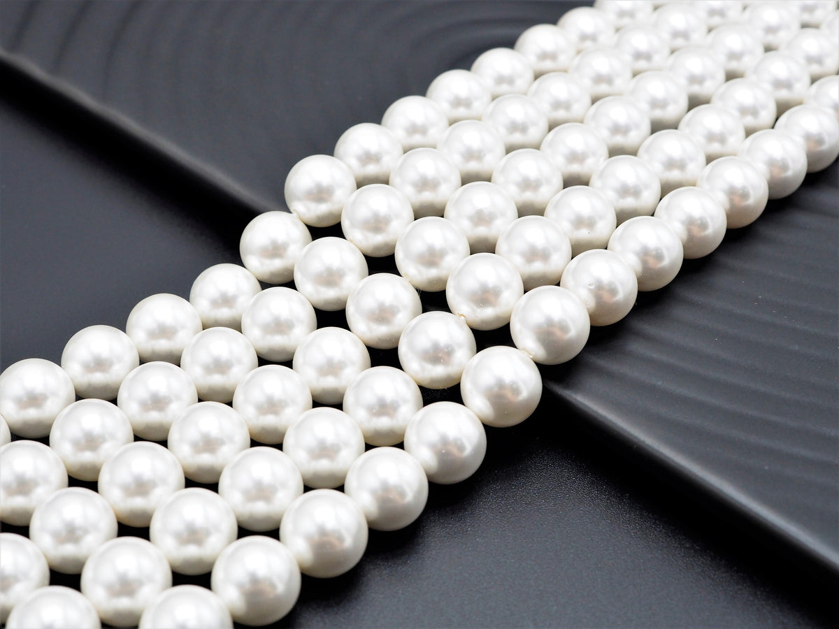 High Quality White Mother of Pearl Round Smooth Beads, Sku#U316