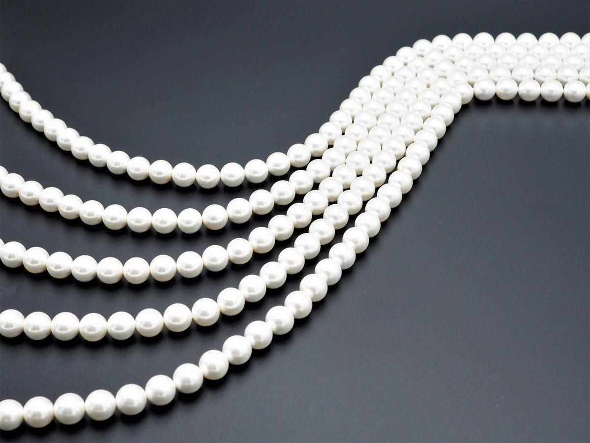 High Quality White Mother of Pearl Round Smooth Beads, Sku#U316